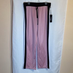 NWT Bebe Size Large Pink Satin Sports Pants.